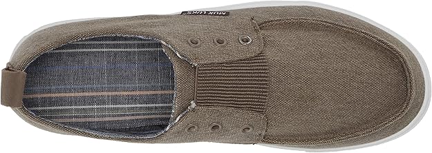 MUK LUKS Men's Billie Canvas Shoe-Khaki Slip On Loafers