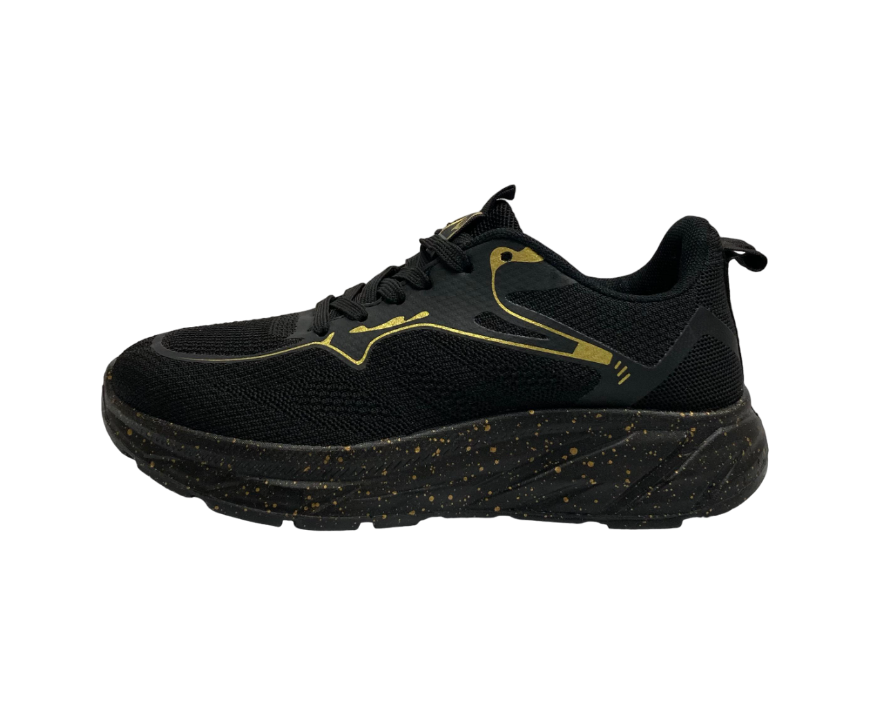 Chaussures de marche QRunner noires avec surlignement doré