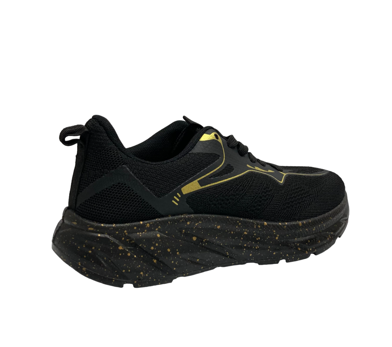 Chaussures de marche QRunner noires avec surlignement doré