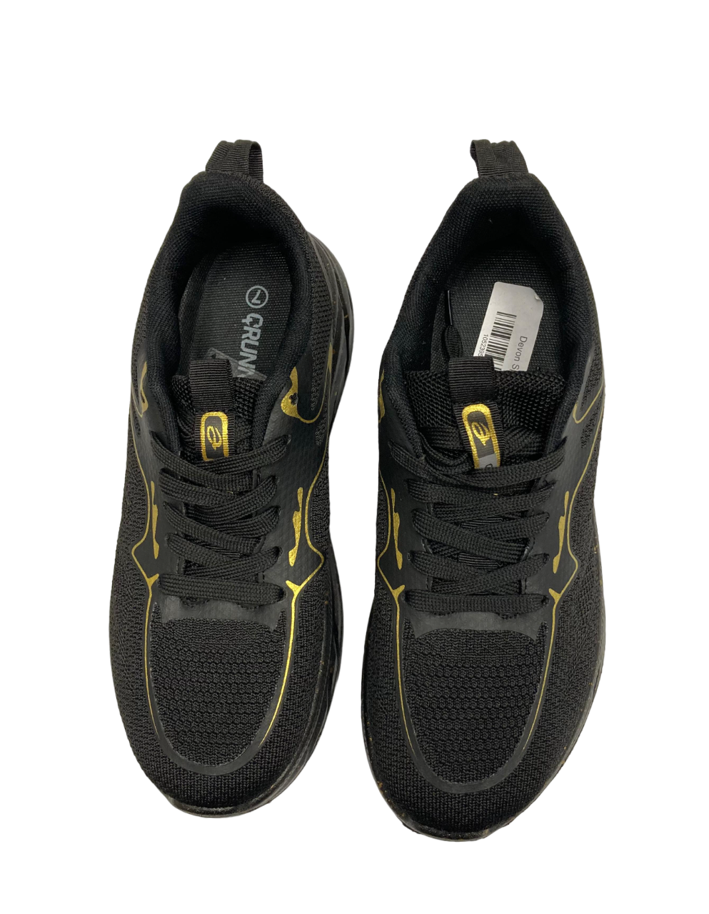 Chaussures de marche QRunner noires avec surlignement doré