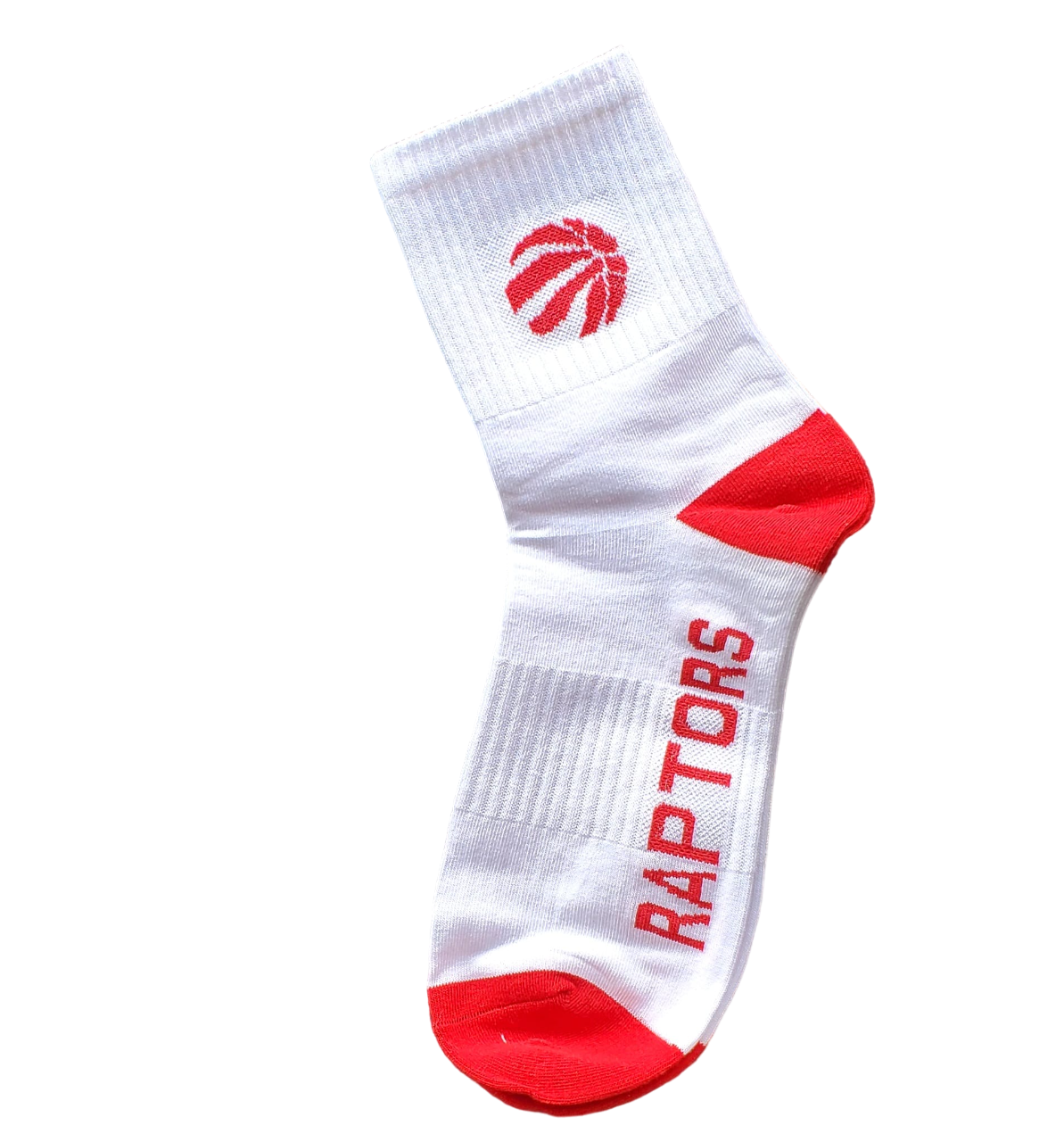 Raptors Basketball Single Pair Socks White and Red - One Size