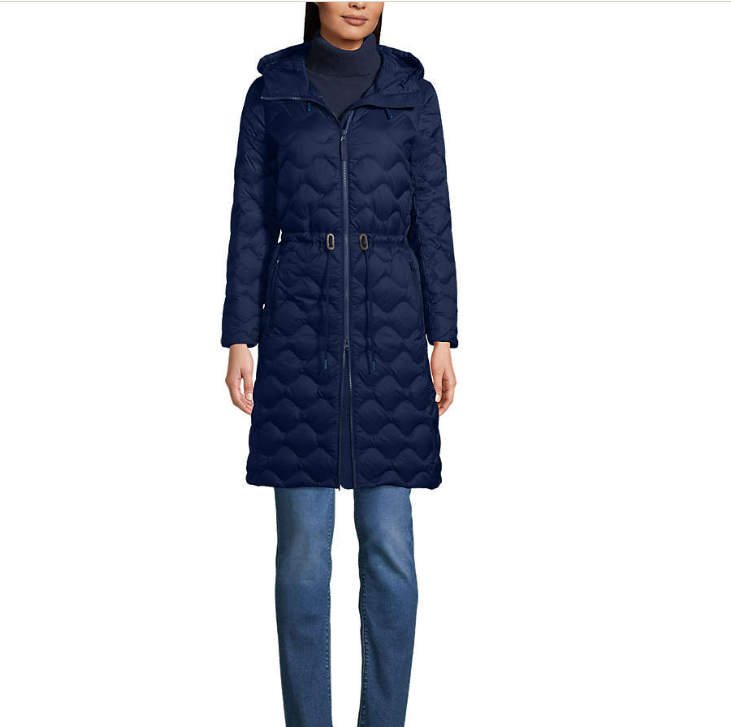 Manteau matelassé ultraléger et pliable pour femme Lands End, bleu marine