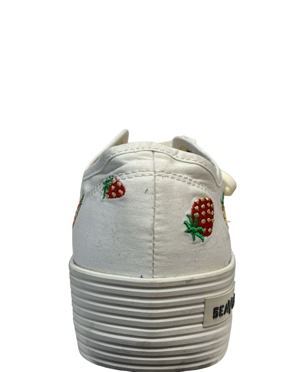 SeaYees White Sneakers with Strawberry Embroidery Print Sneakers