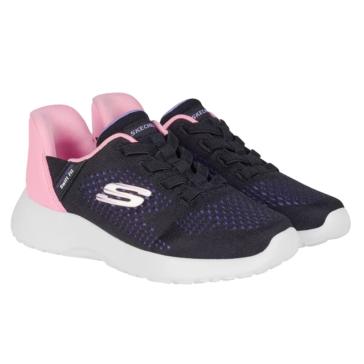 Zapatillas Skechers Swift Fit para niños en color negro y rosa