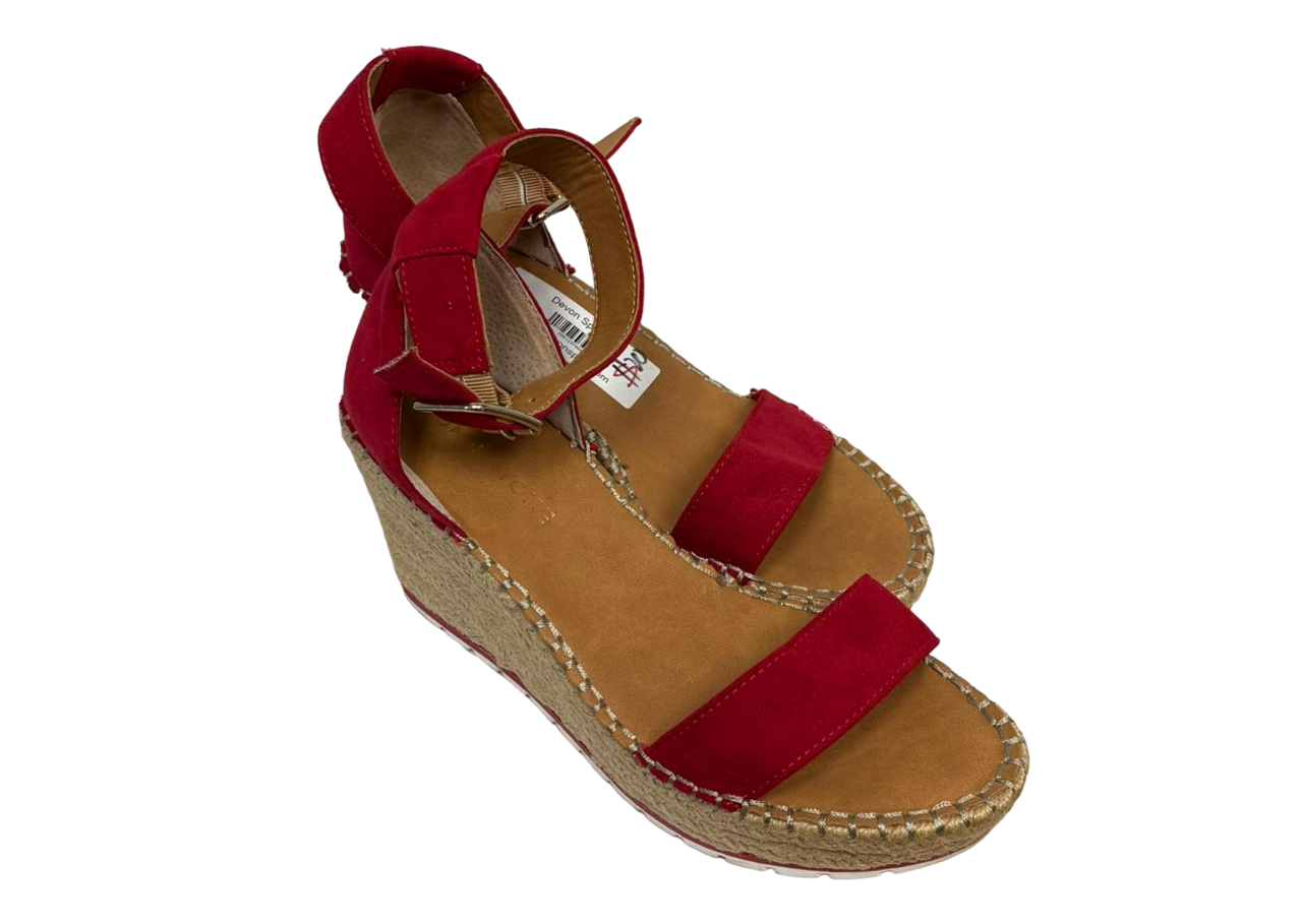 Sandalias de cuña rojas para mujer de Sun + Stone