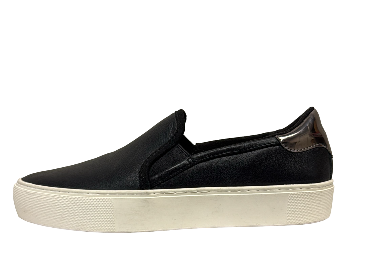 UGG Women's Black Leather Slip On Sneakers