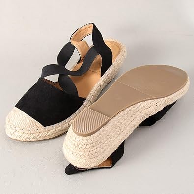 Sandales espadrilles noires pour femmes Wannasuh