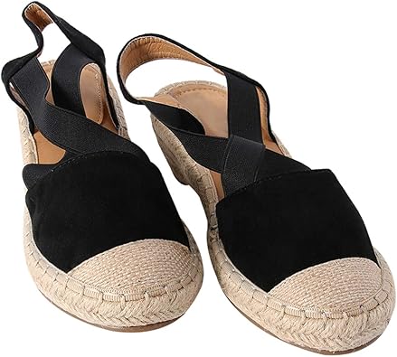 Sandales espadrilles noires pour femmes Wannasuh