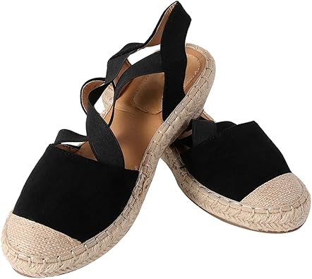 Sandales espadrilles noires pour femmes Wannasuh