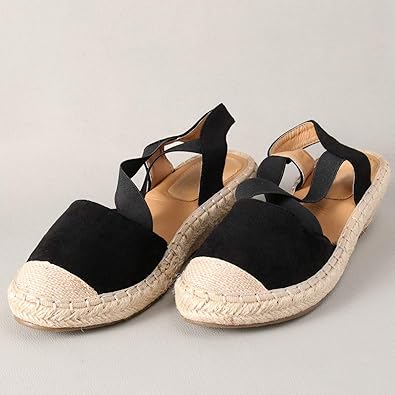 Sandales espadrilles noires pour femmes Wannasuh