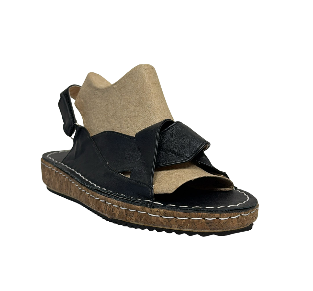 Sandalias de tira trasera para mujer de corcho negro