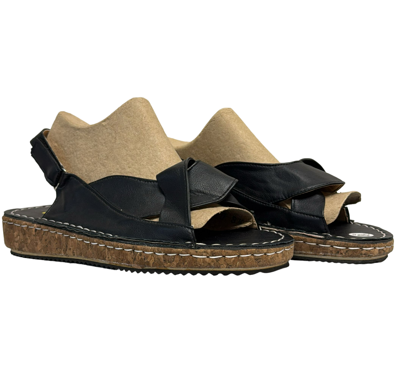 Sandalias de tira trasera para mujer de corcho negro