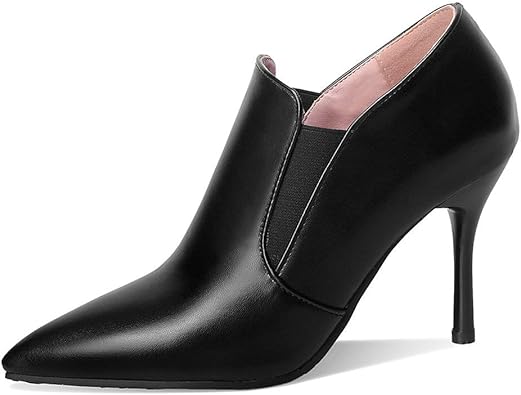 Zapatos de salón negros con empeine alto, talla 8,5