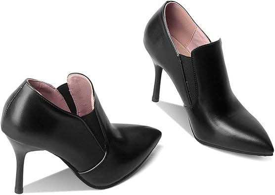 Zapatos de salón negros con empeine alto, talla 8,5