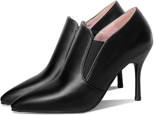 Zapatos de salón negros con empeine alto, talla 8,5