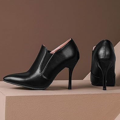 Zapatos de salón negros con empeine alto, talla 8,5