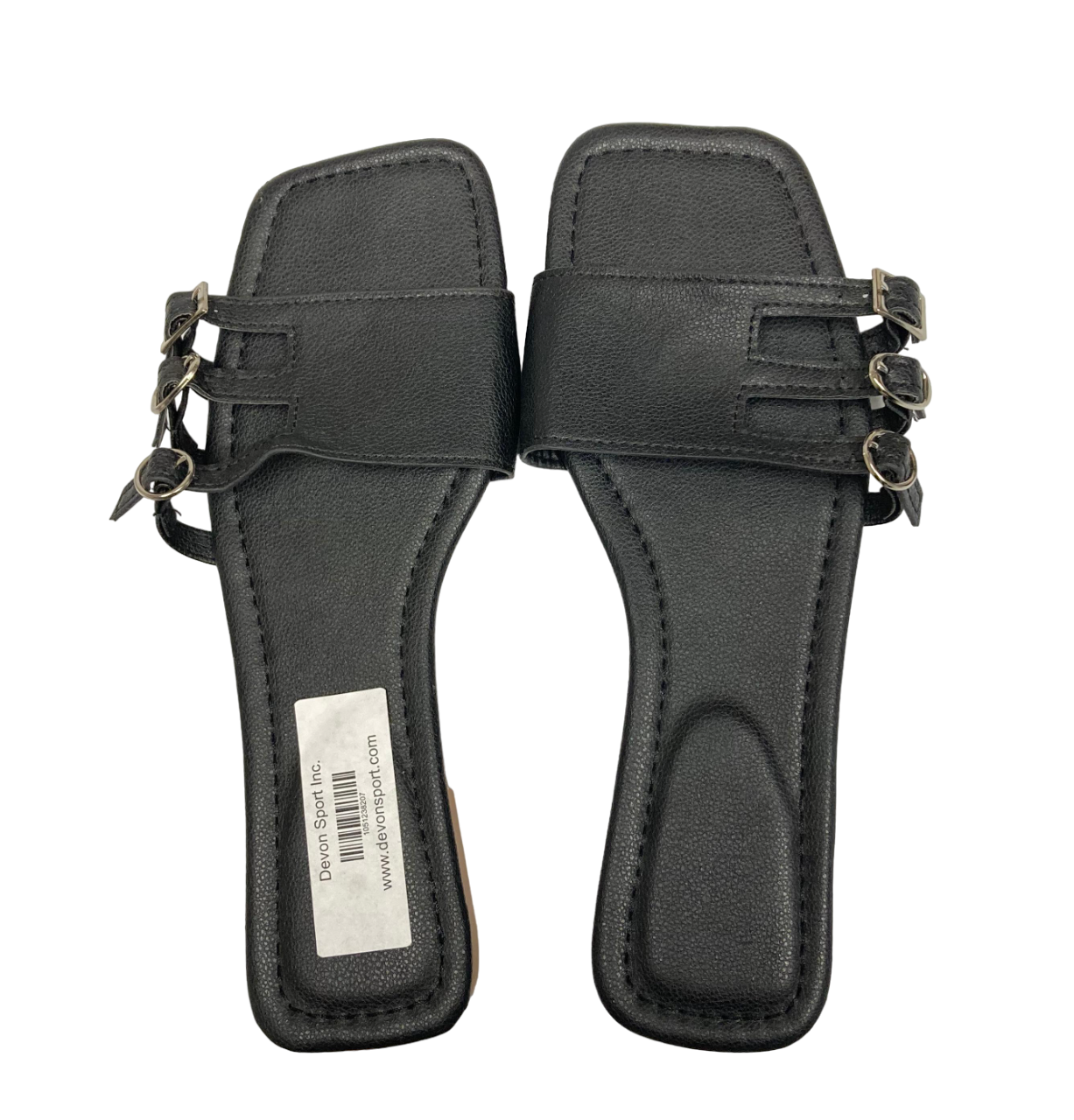 Women's Black Buckle-Strap Sandals