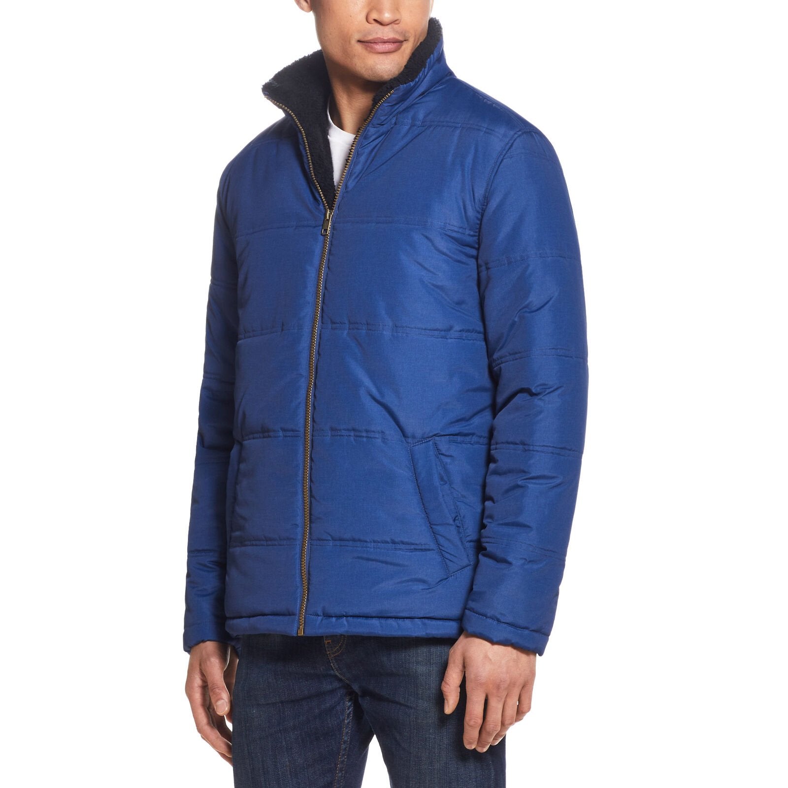 Chaqueta acolchada vintage para hombre resistente a la intemperie, sin capucha, Itm 1612508, azul