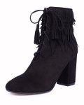 Bottines à franges noires tendance pour femmes