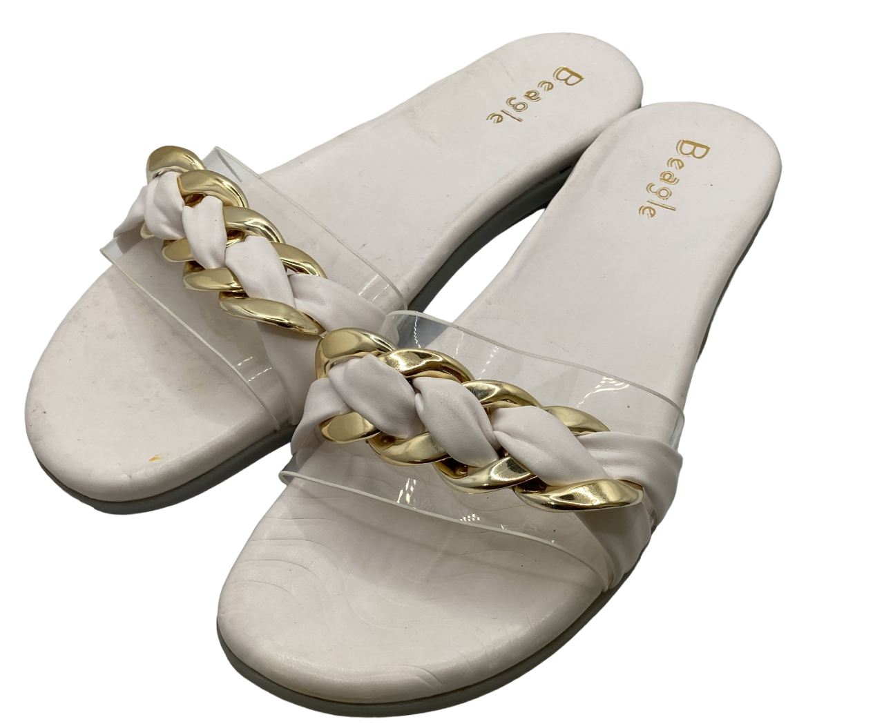 Sandalias Beagle con tiras de cuero y oro para mujer