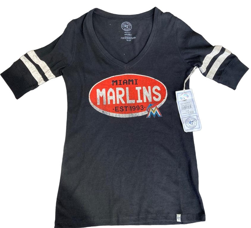 Camiseta de rayas laterales para mujer de Forty Seven Brand Marlins