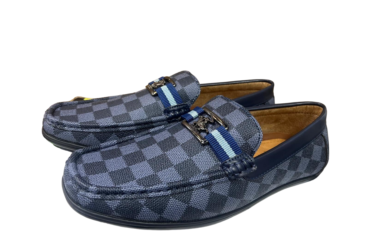 Mocasines de hombre Beverly Hills Polo Club en azul marino y negro a cuadros