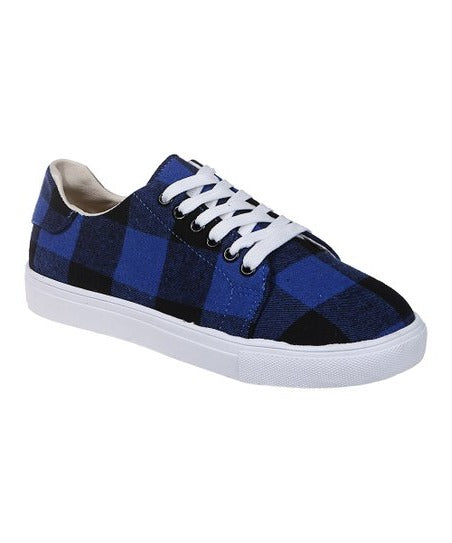 Sport Style Women's Blue & Black Buffalo Check Sneaker