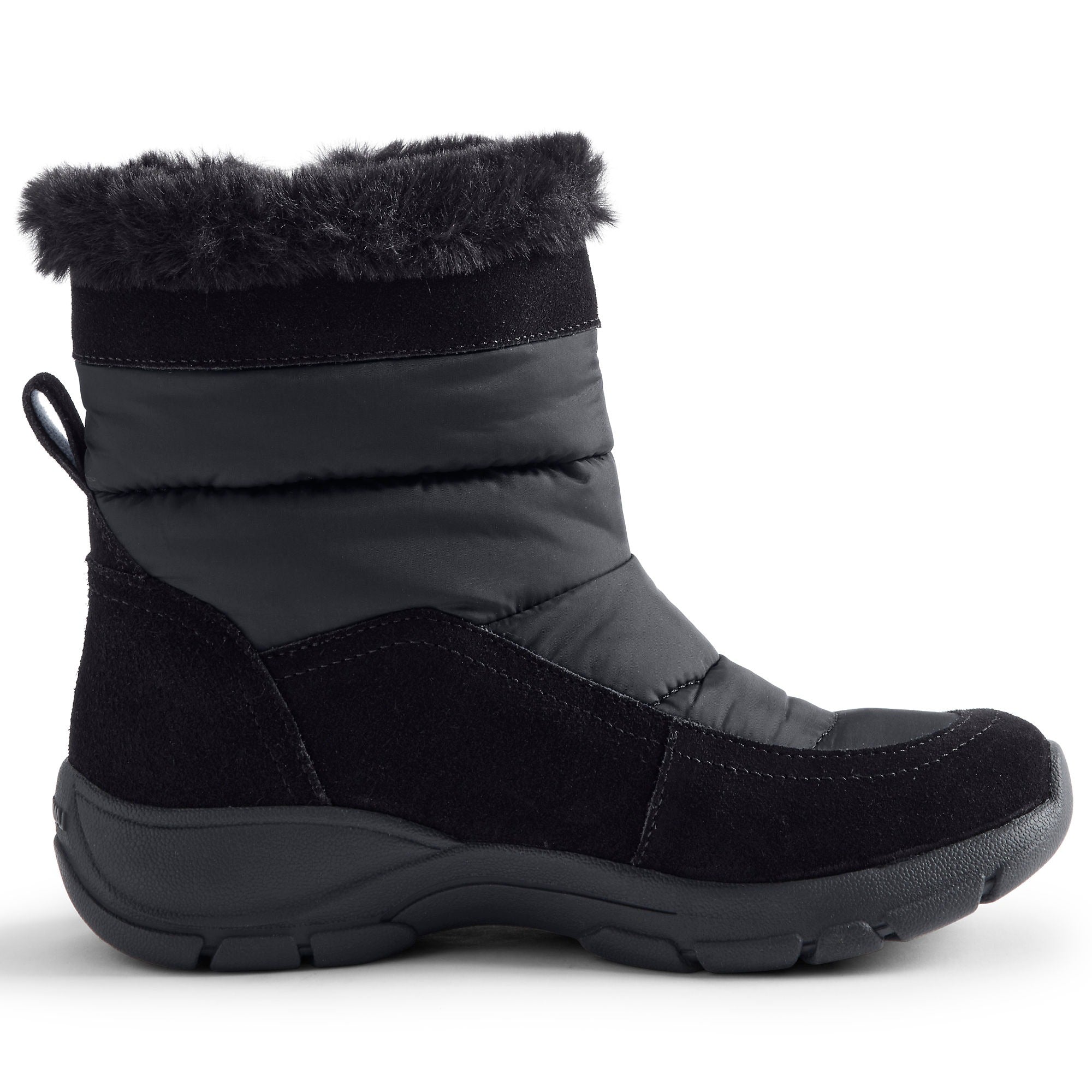 Bottes de neige d'hiver courtes et isolées pour femmes toutes saisons Lands' End en daim noir