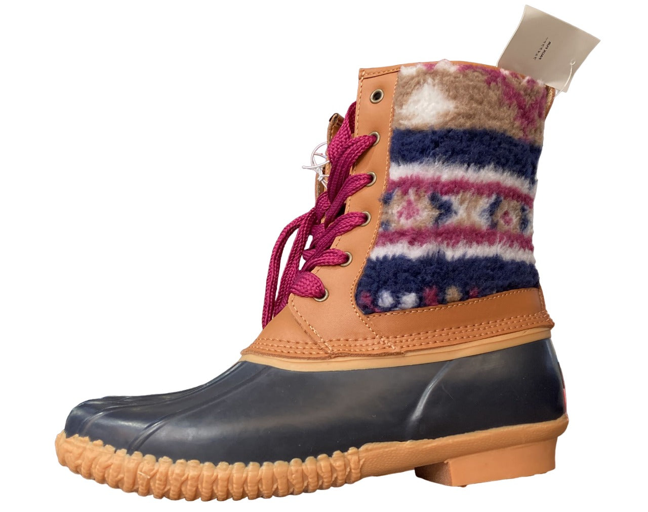 Bottes en cuir de canard doublées de sherpa pour femmes de Lands' End, bleu marine profond.