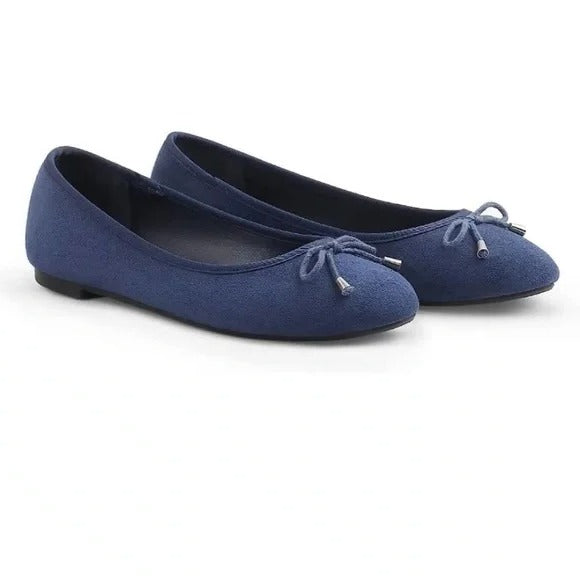 Ballerines festonnées bleu marine pour femme de Lands' End