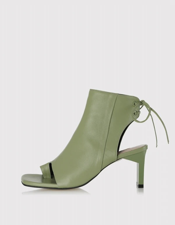 Yuul Yei Green Buckle Cutout Peep-Toe Pump Women's Boot