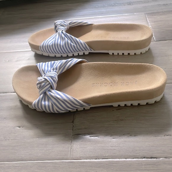 Sandale confortable Phoebe Slide à rayures blanches et bleues de Jack Rogers, taille 10 