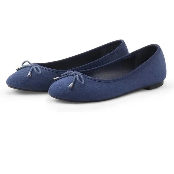 Ballerines festonnées bleu marine pour femme de Lands' End