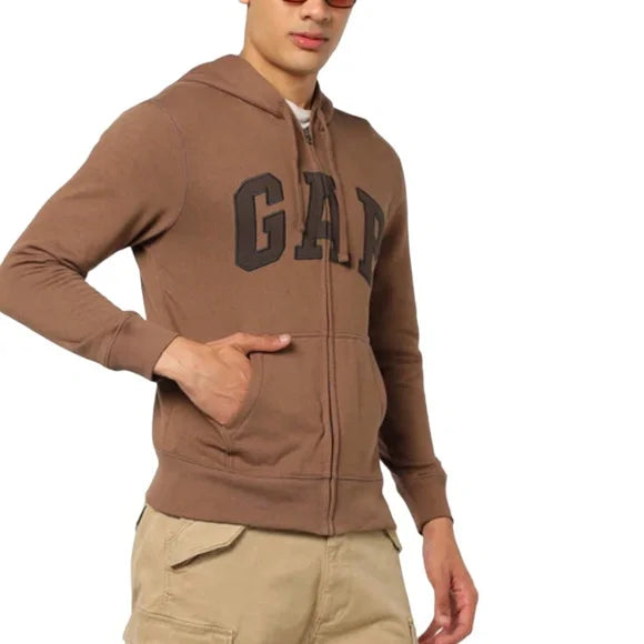 Sweat à capuche zippé avec logo Gap en polaire de coton marron