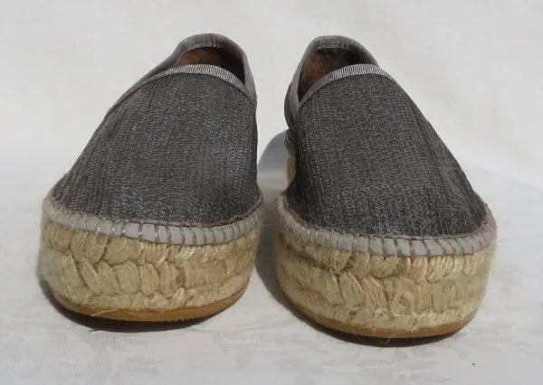 Espadrille Vicky en étain pour femme, chaussures élégantes à enfiler