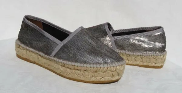 Espadrille Vicky en étain pour femme, chaussures élégantes à enfiler