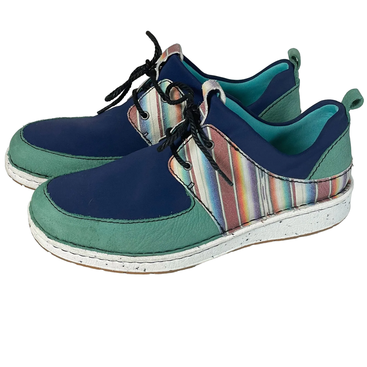 Justin Blue and Turquoise Stripe Vista Leather Sneaker