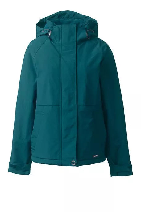 Chaqueta con capucha Squall para mujer de Lands End, color verde azulado con joyas