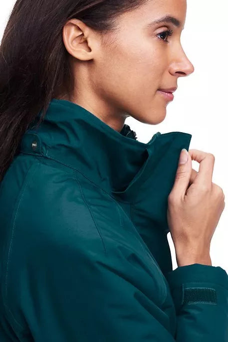 Chaqueta con capucha Squall para mujer de Lands End, color verde azulado con joyas