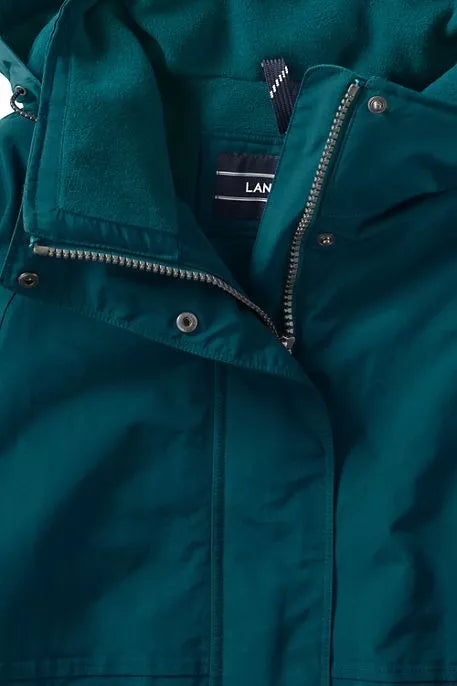 Chaqueta con capucha Squall para mujer de Lands End, color verde azulado con joyas