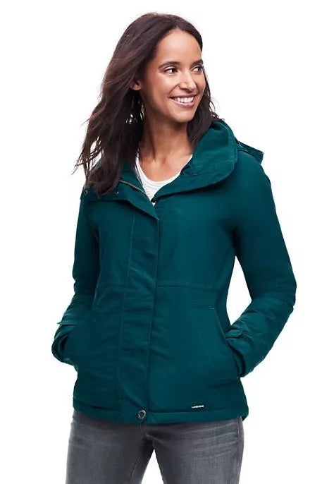 Chaqueta con capucha Squall para mujer de Lands End, color verde azulado con joyas