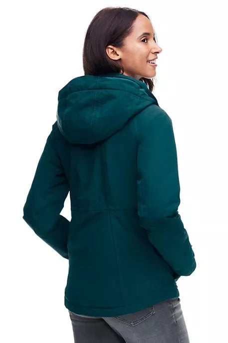 Chaqueta con capucha Squall para mujer de Lands End, color verde azulado con joyas