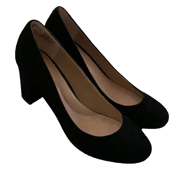 Lands end Women's solid suede block heel pump shoe