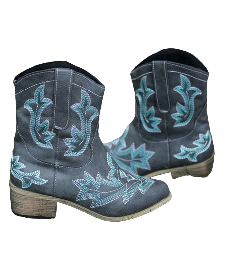 Zilver Bottes de cowboy avec coutures anthracite et turquoise pour femme