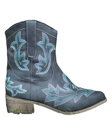 Zilver Bottes de cowboy avec coutures anthracite et turquoise pour femme