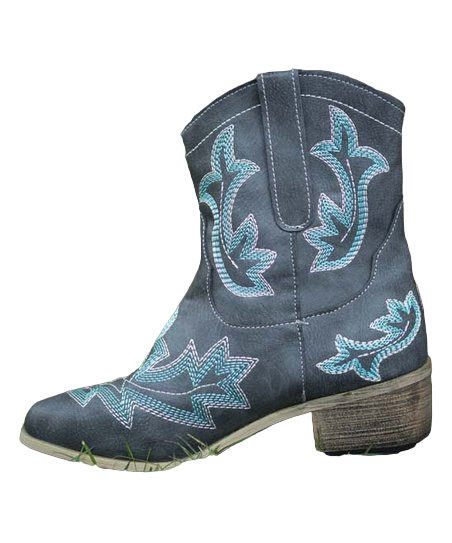 Zilver Bottes de cowboy avec coutures anthracite et turquoise pour femme